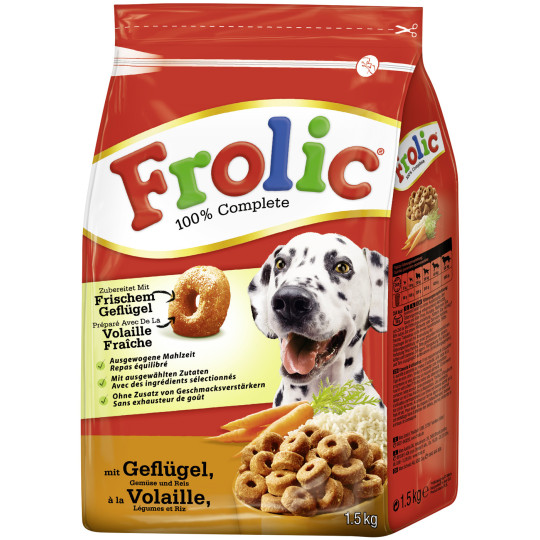 Frolic 100% Complete mit Geflügel, Gemüse & Reis Hundefutter trocken 1,5KG