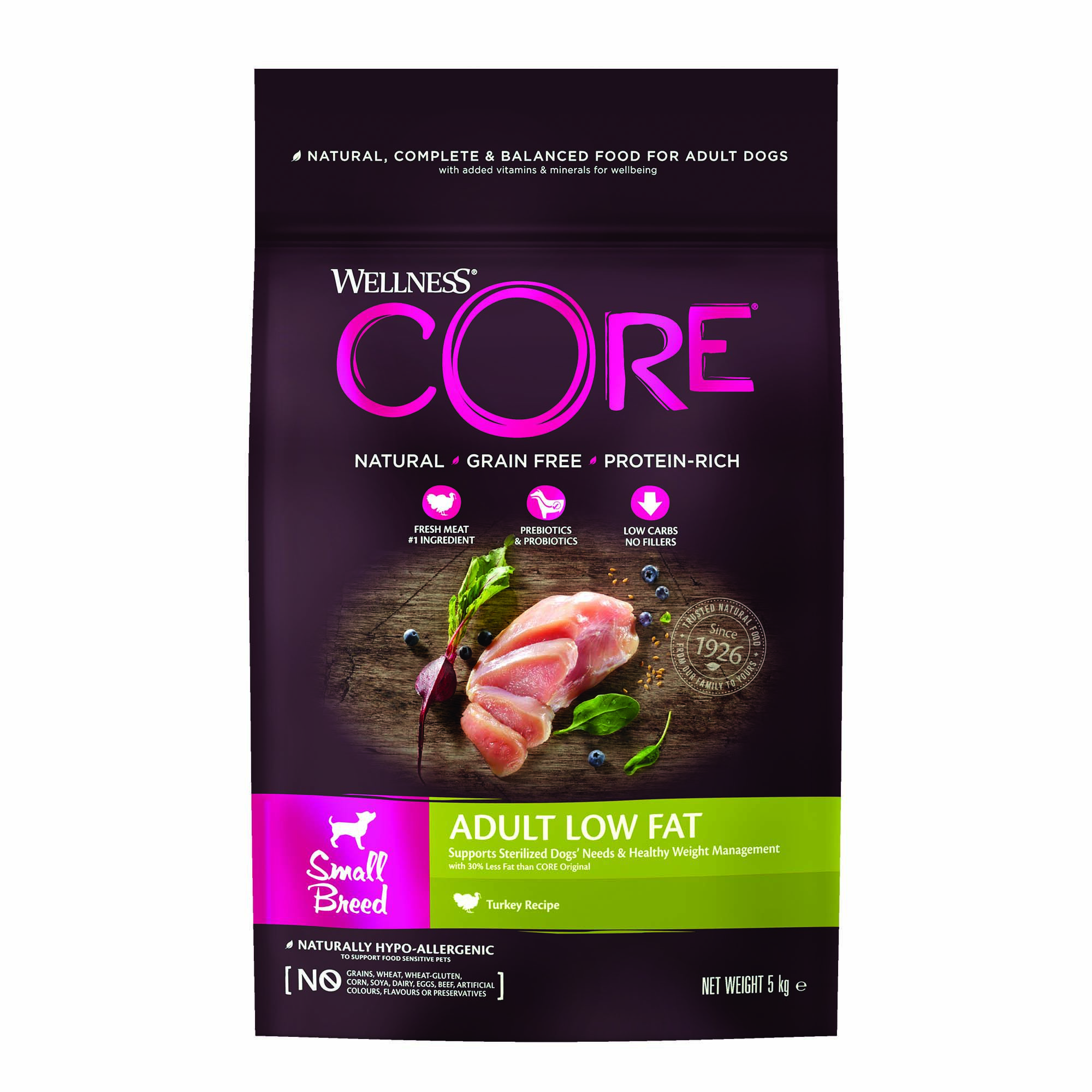 Wellness CORE Adult Low Fat Small-Breed - Hondenvoer - 5 Kilogram - kip