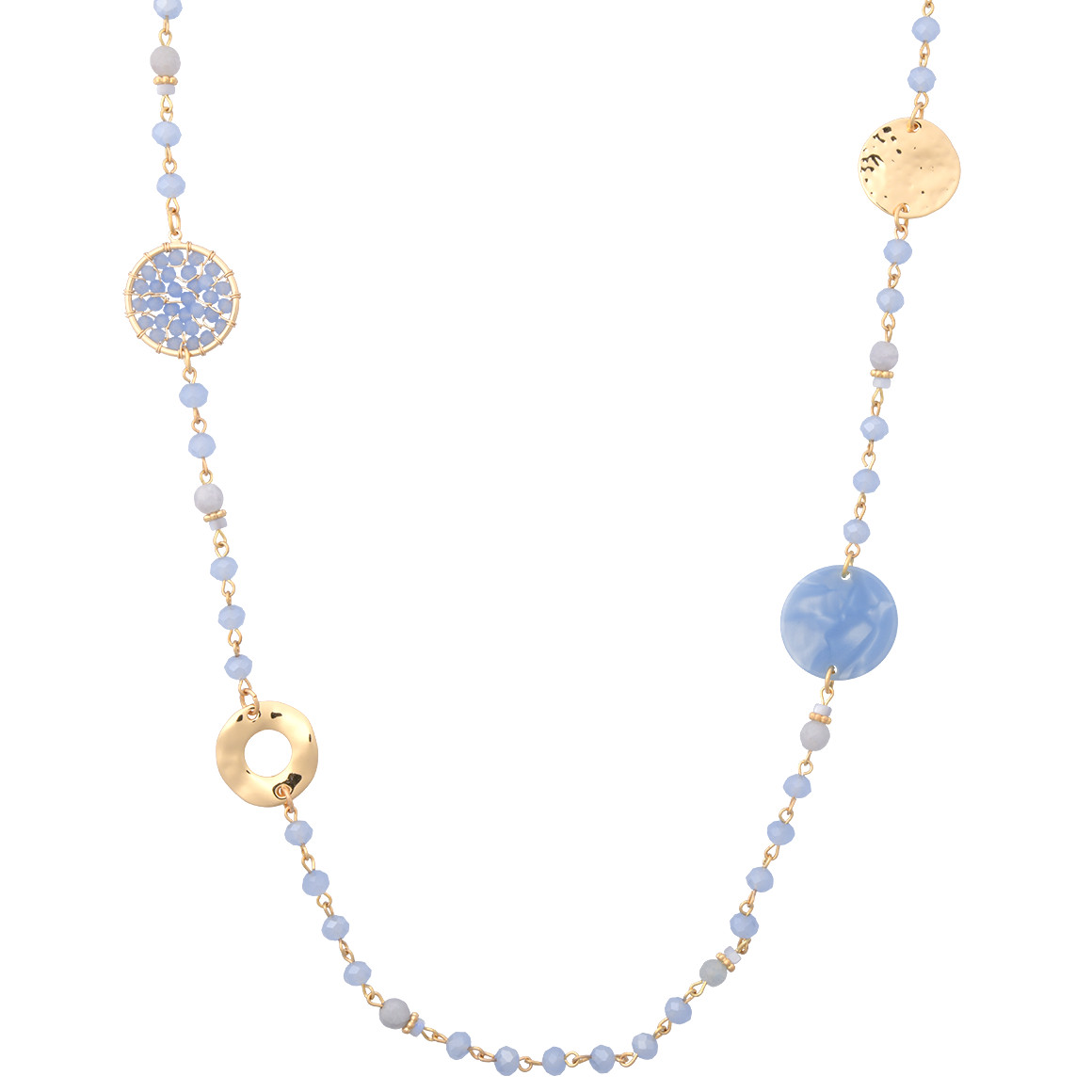 Gina Benotti Damen Kette mit verschiedenen Details hellblau / gold