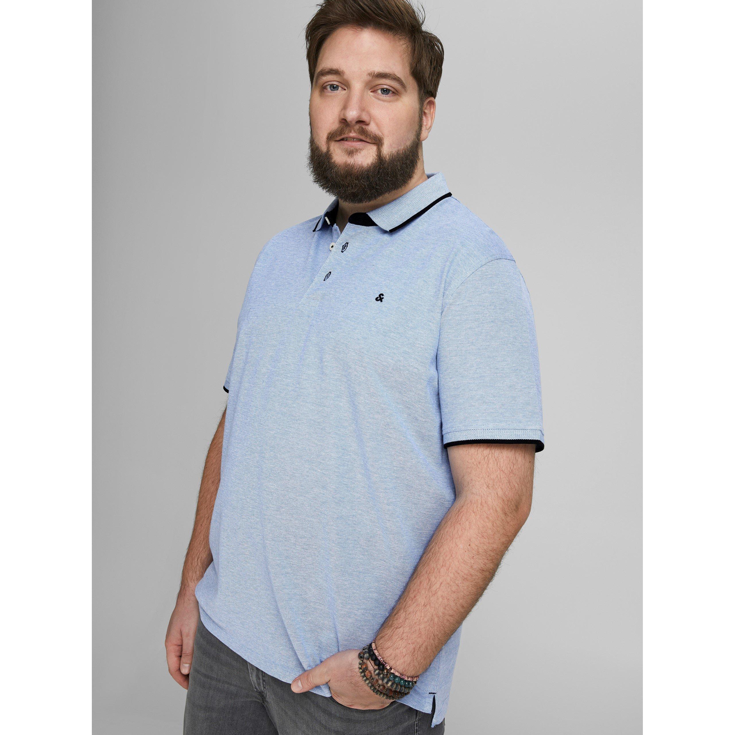 Jack and Jones Paulos Tipped Pique Short Sleeve Polo Shirt Mens Plus Size