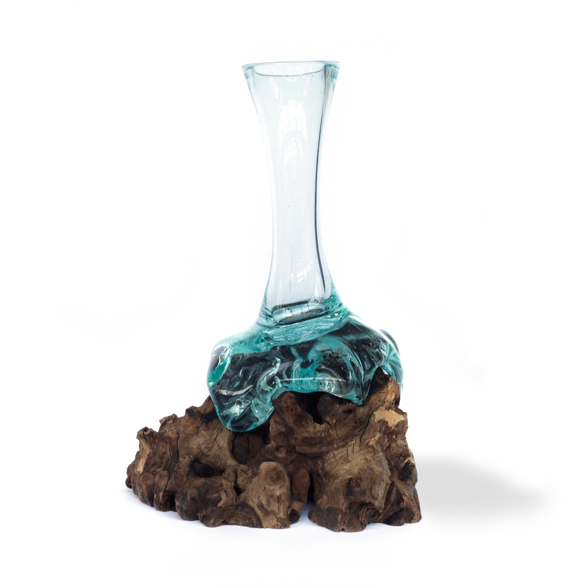 Glasvase aus Wurzelholz, B ca. 20 cm, H ca. 30 cm von fischer's lagerhaus