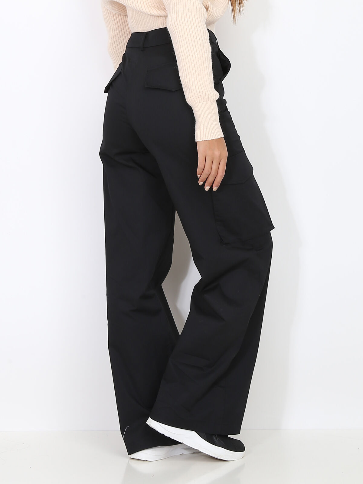 Pantalon cargo ample- Noir