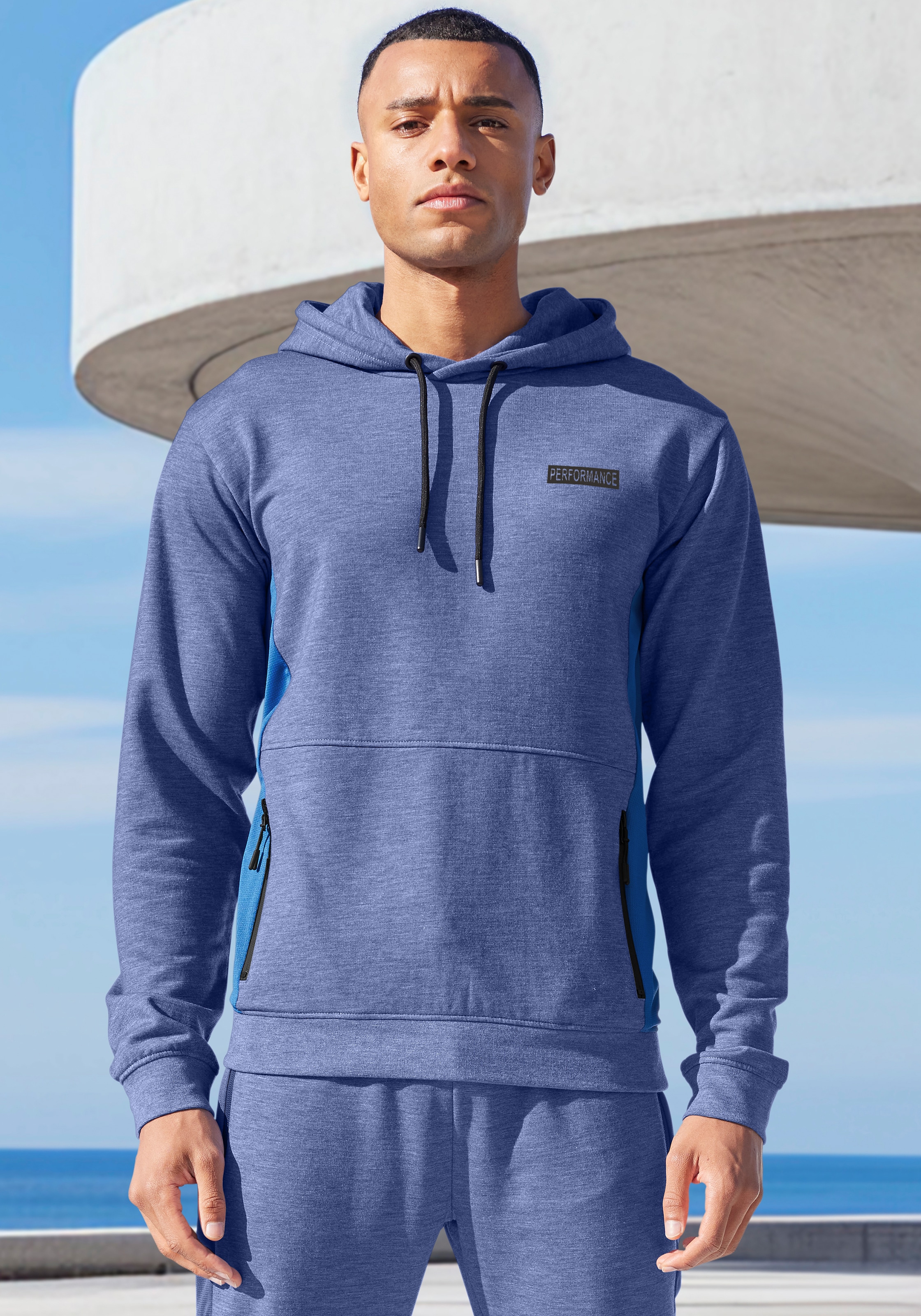 AUTHENTIC LE JOGGER Kapuzenpullover , melierte Optik, mit Reissverschlusstasche