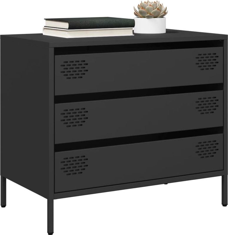 vidaXL - Dressoir - Zwart - Koudgewalst Staal - 68x39x58,5 cm