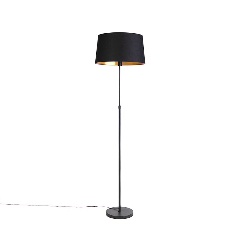 Vloerlamp zwart met zwarte kap 45 cm verstelbaar - Parte