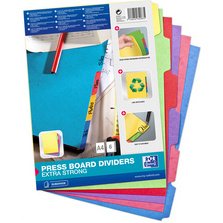 Intercalaires carton, uni, A4, multicolore, 6 touches