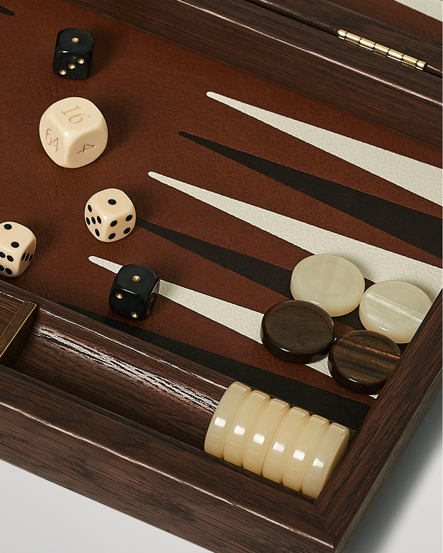 Manopoulos Small Leatherette Backgammon Set Caramel Brown