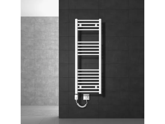 LuxeBath Radiateur Électrique de Salle de Bain Sahara 400x1200 mm Blanc Raccord Latéral Droit Elément Chauffant 1200W