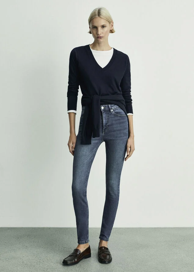 MANGO High-rise skinny jeans Open blue