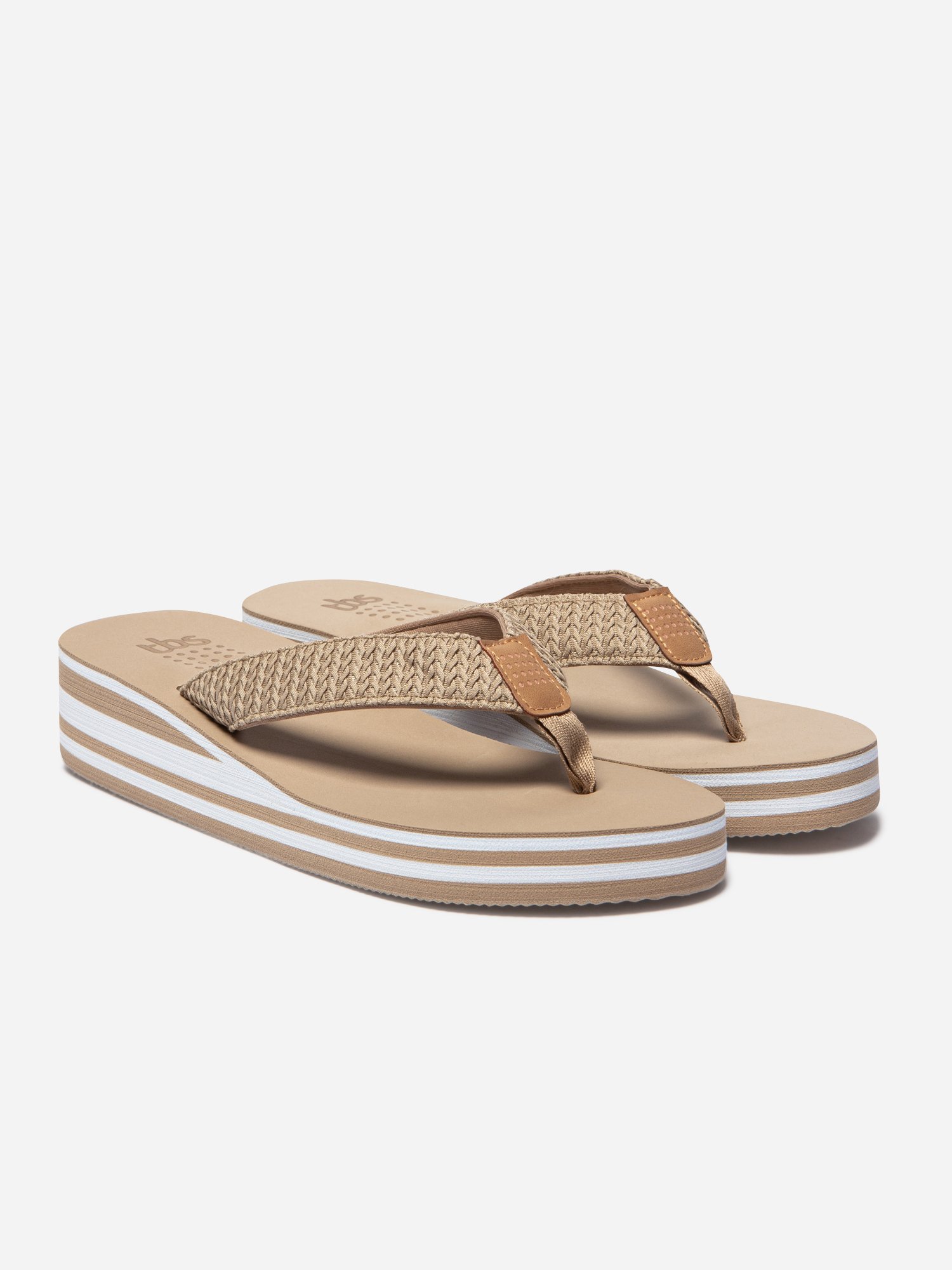 Tongs Compensées Femme Beige