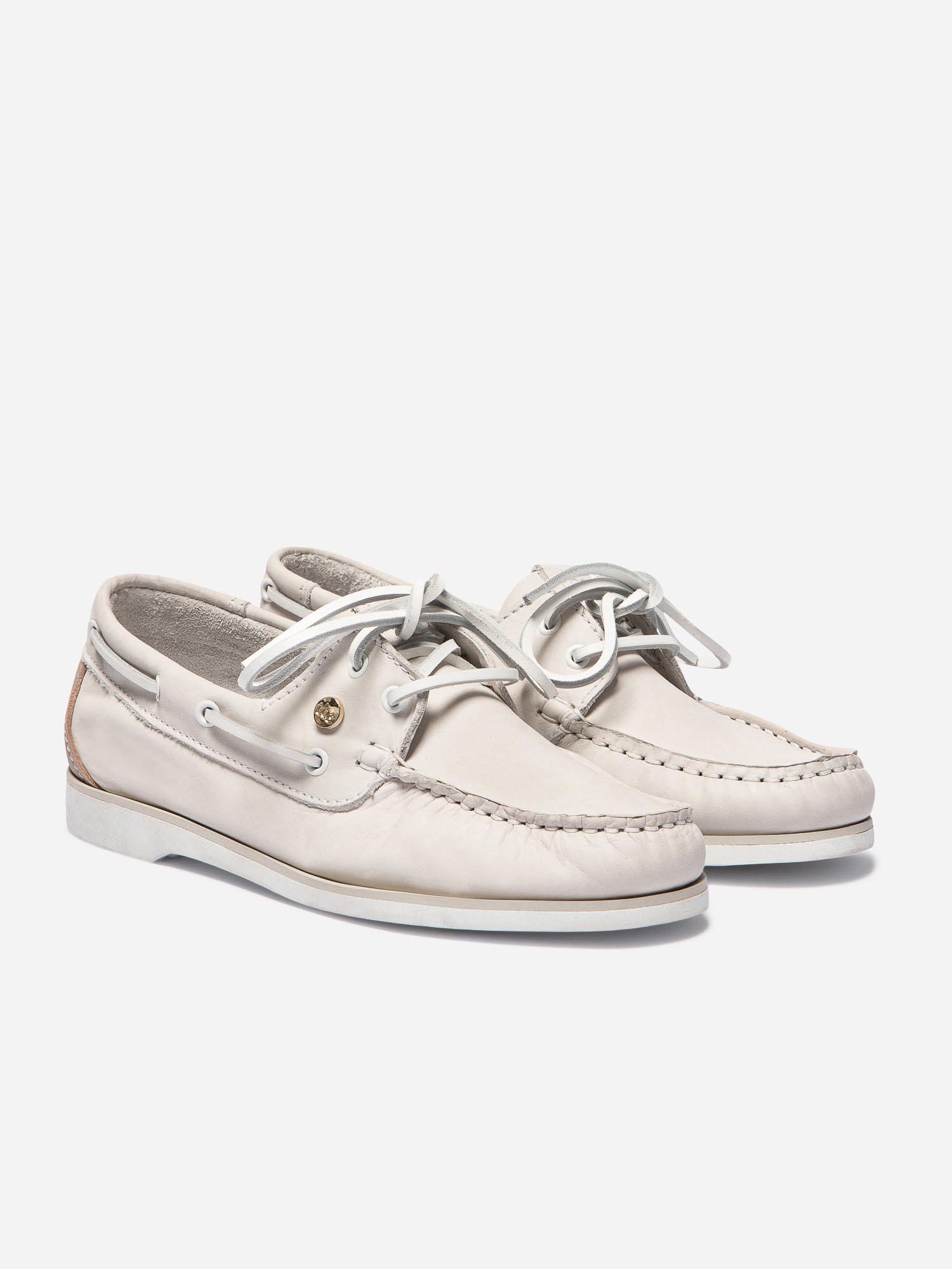 Chaussures Bateau Femme Cuir Blanc