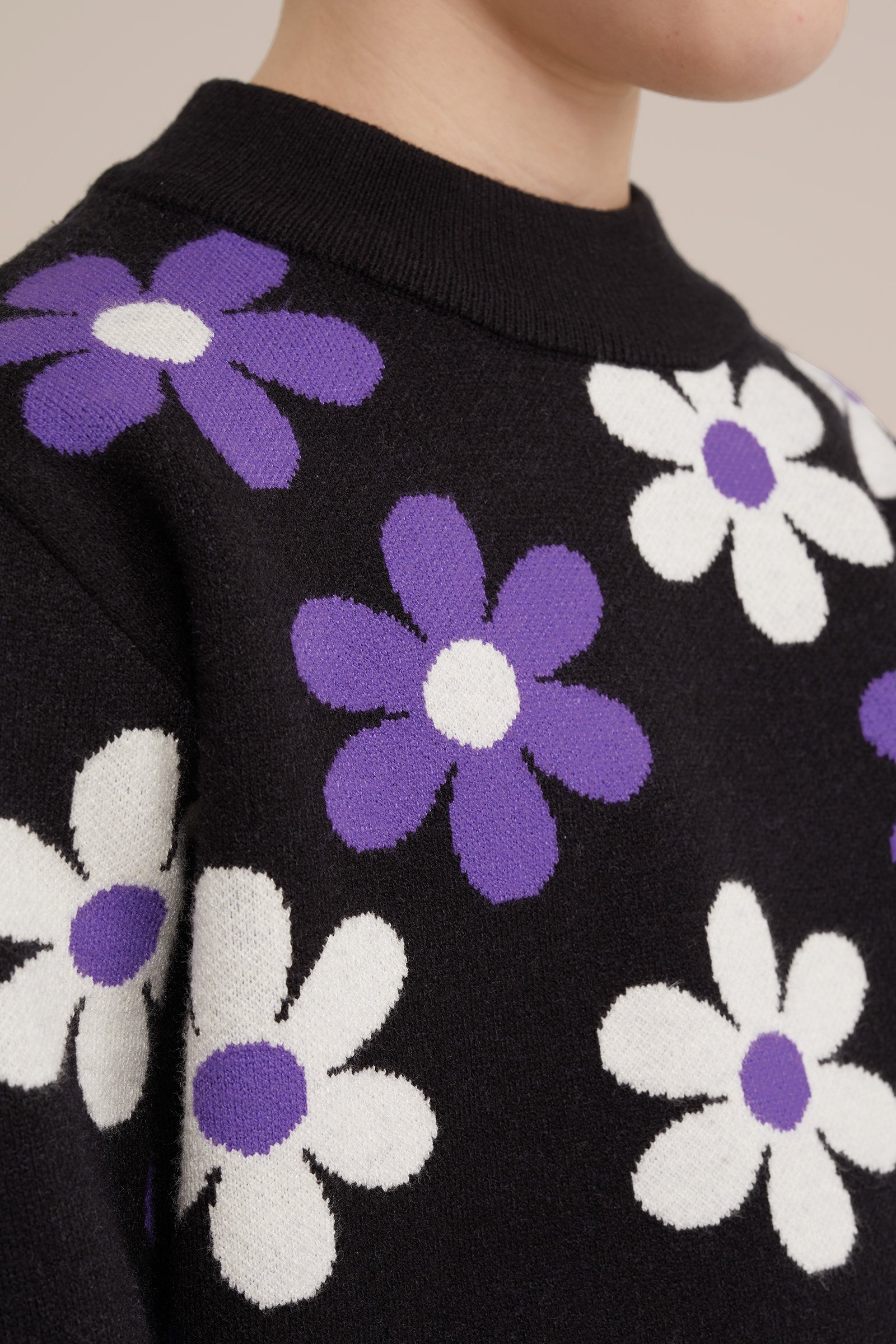 Meisjes gebreide trui met dessin WE Fashion Zwart