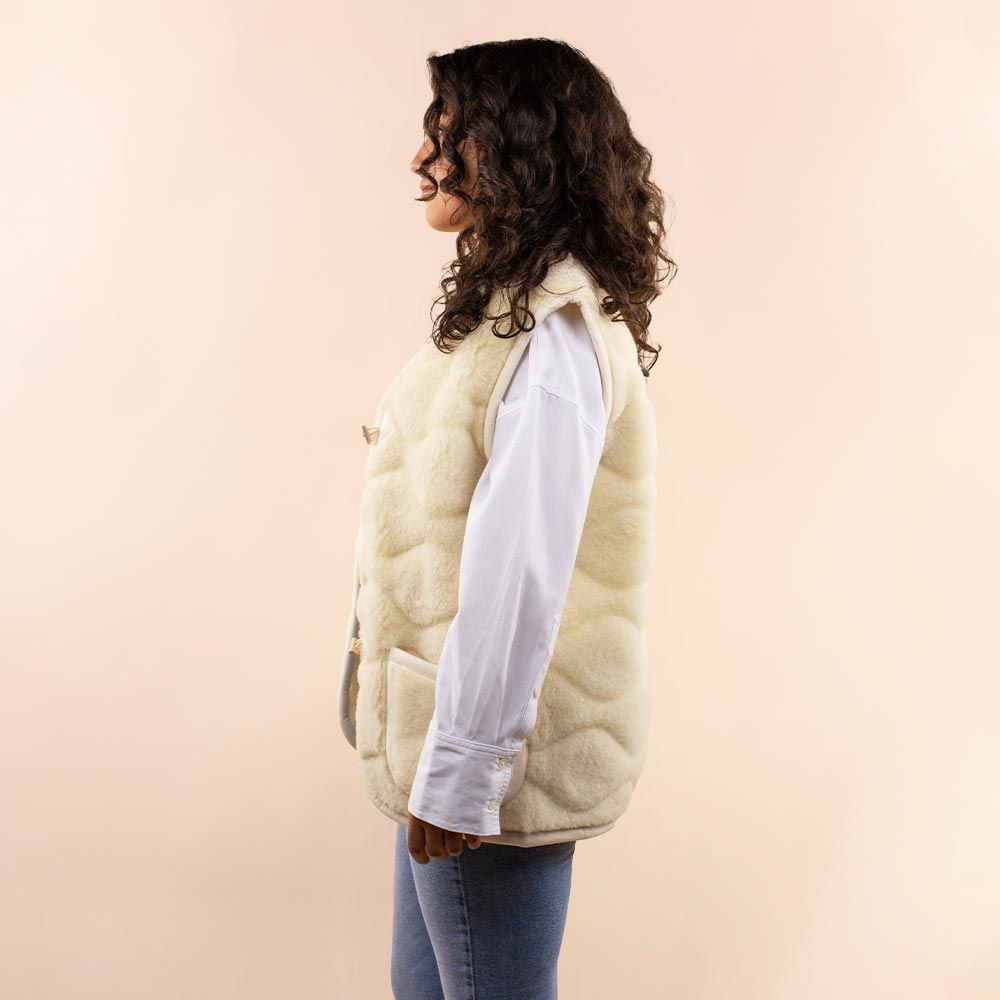 Moonrise dames wollen vest beige 3D