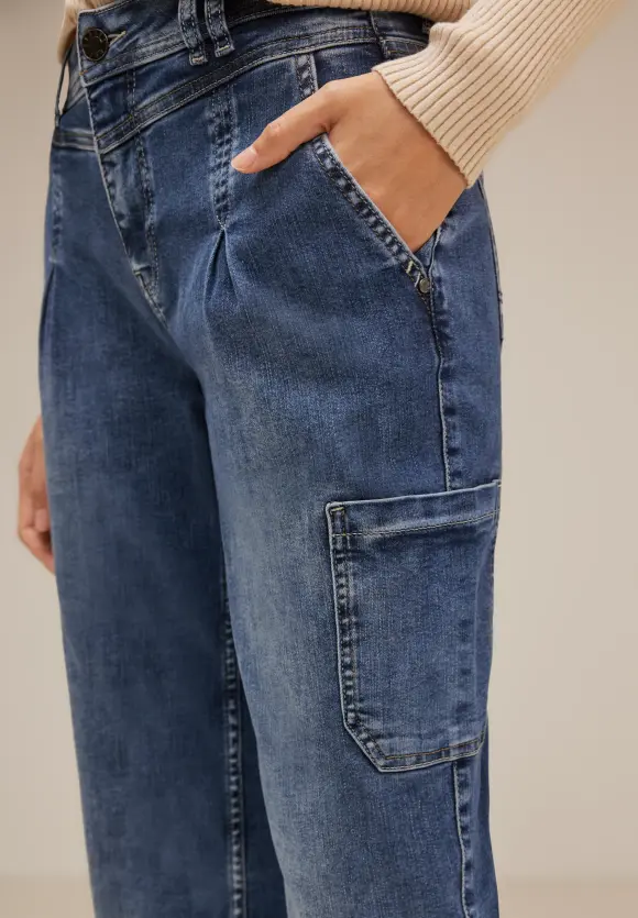 Loose Fit Balloon Jeans - indigo random wash