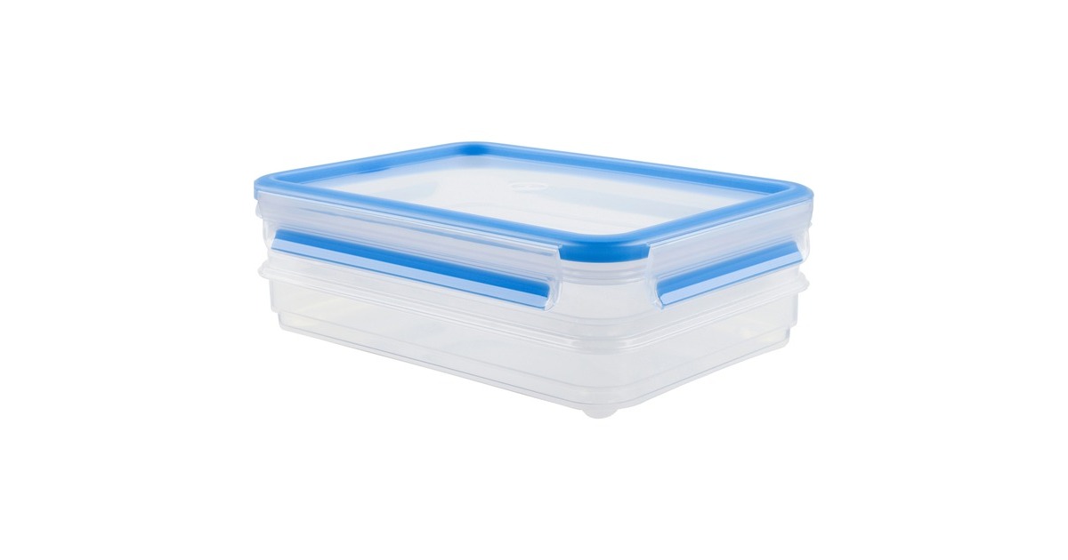EmsaClip & Close vershoudbox systeem 0,6 L doos  (Transparant/blauw, Rechthoekig, 2x 0,6 Liter)
