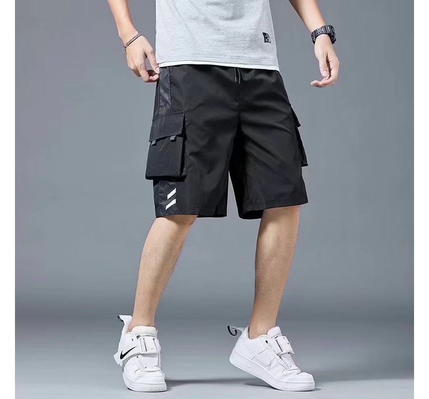 Acrius - Mid Rise Plain Cargo Shorts