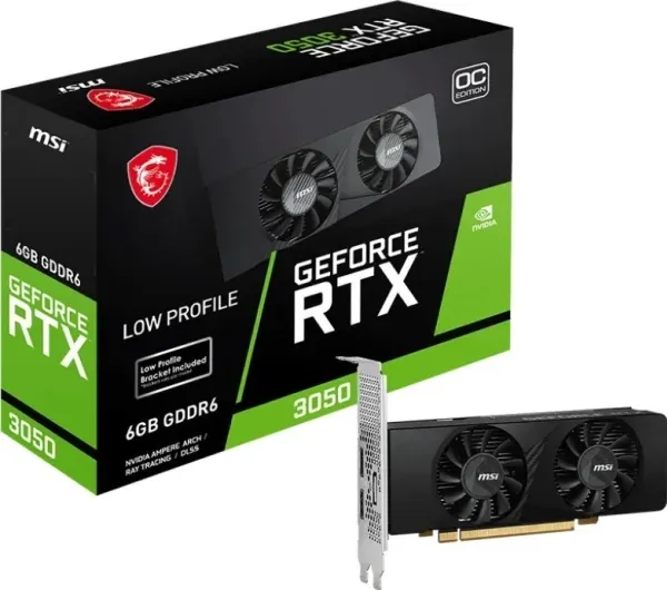 MSI GeForce RTX 3050 LP 6G OC - grafikkort - GF RTX 3050 - 6 GB GDDR6 - PCIe 4.0 x16 lavprofil - 2 x HDMI, DisplayPort