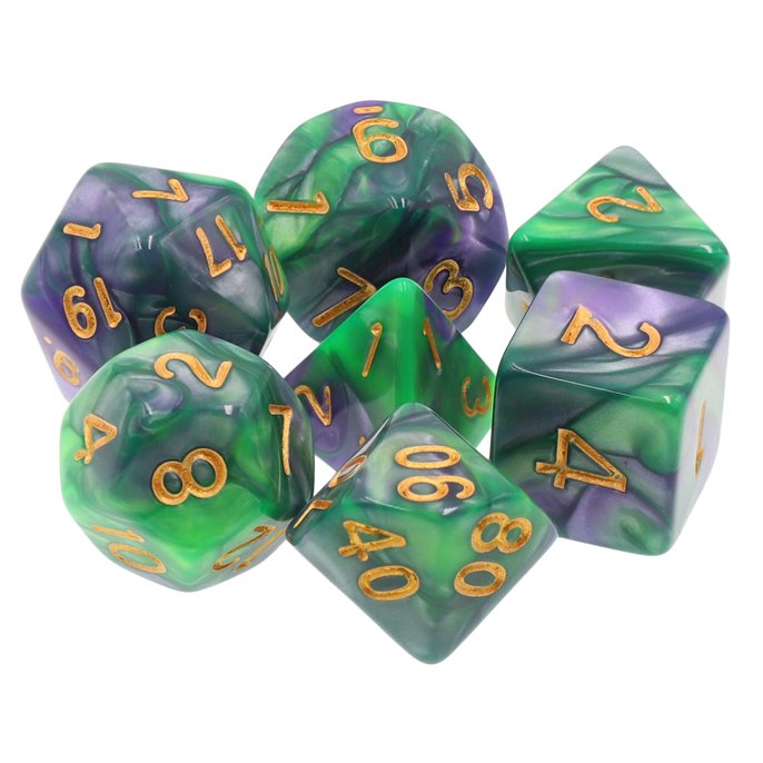 Set de dés de Jeu de Rôle : Vert  et  Violet