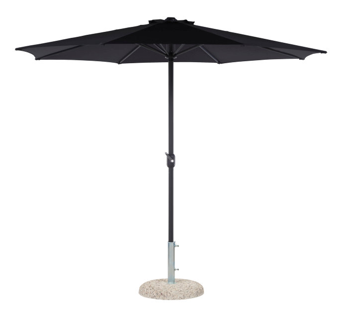 Markedsparasol San Marino Ø300 cm sort m/krank - Sunlife