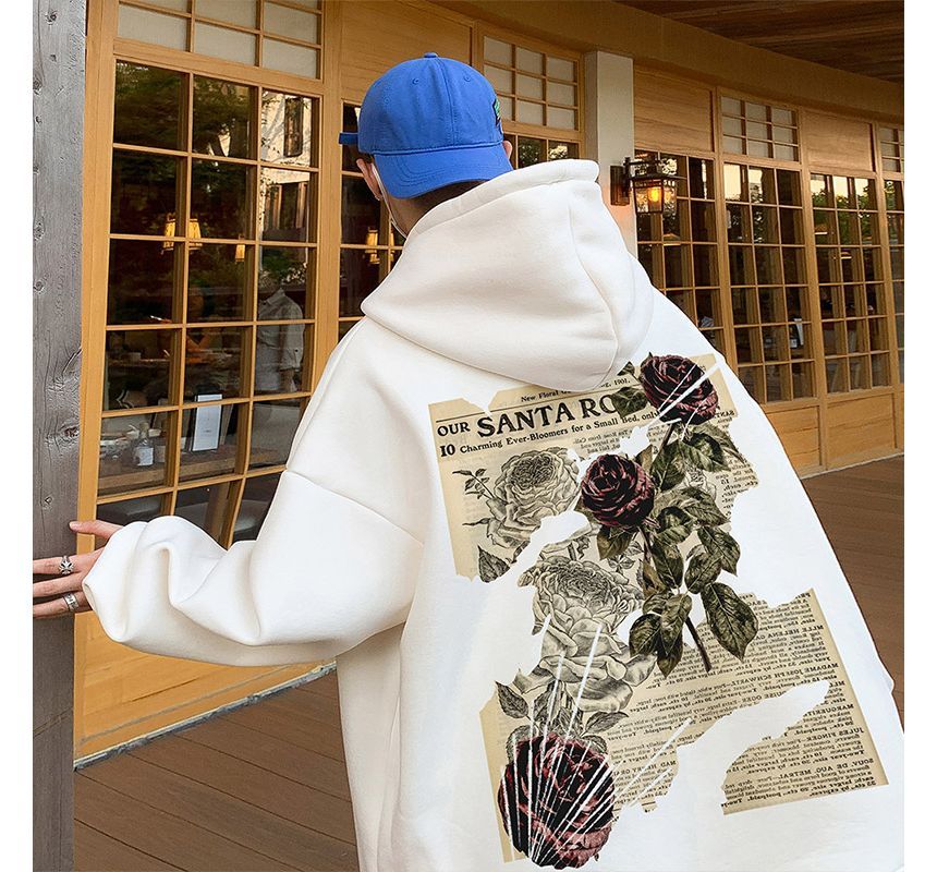 Posive - Losse hoodie met rozenprint