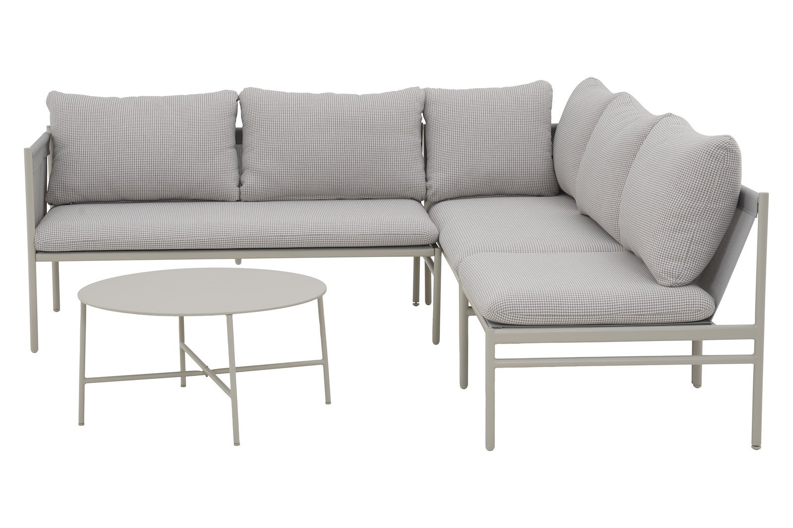 Cancun hjørnesofa Hvitlakkert med beige puter