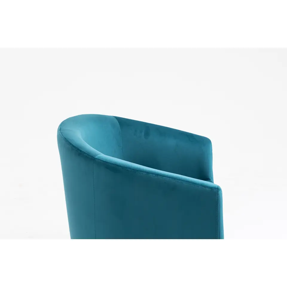 Salonstoel van metaal en eendblauw fluweel