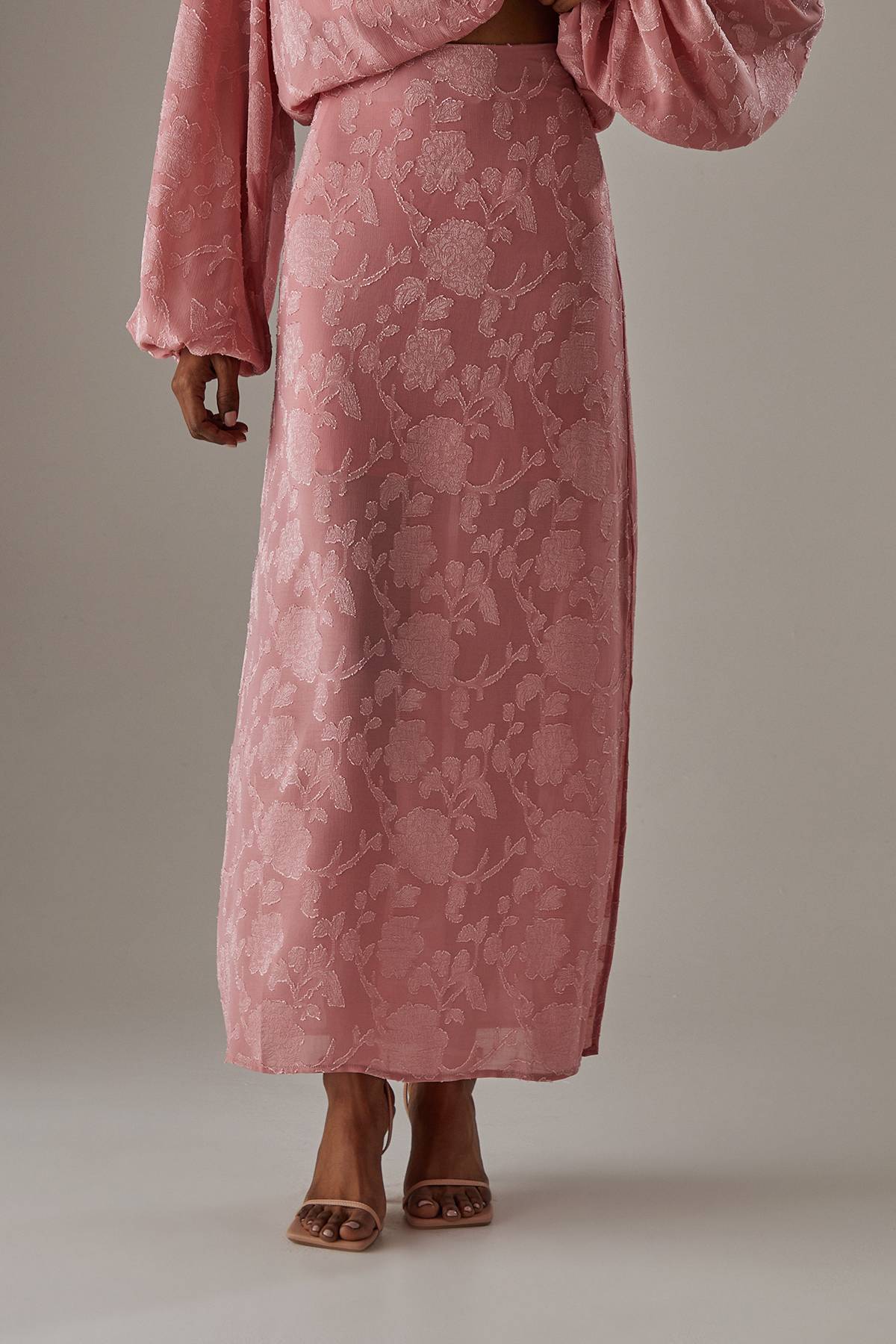 Warehouse Jupe Maxi En Mousseline Jacquard Coupée En Biais