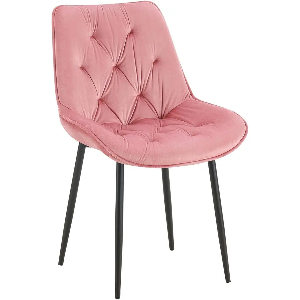 CLP Eetkamerstoel Wallace zwart Frame - Fluweel - roze