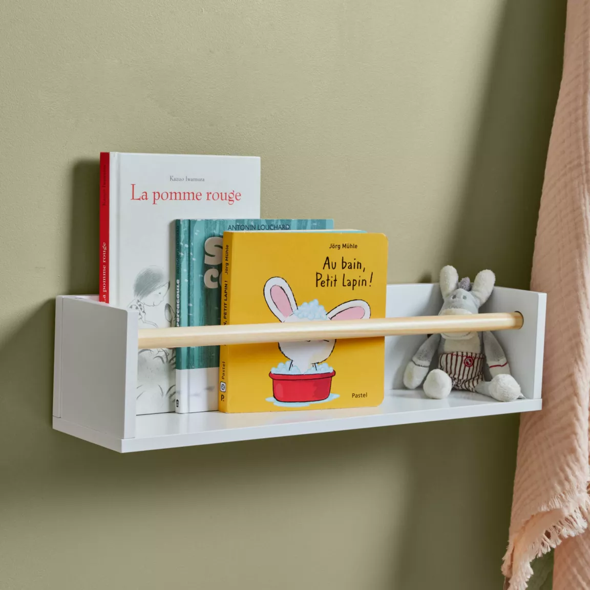 Etagère murale enfant bois 1 niveau (H12 cm) Zoa Blanche