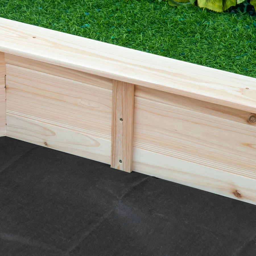 Outsunny Sandkasten mit Polyester-Abdeckung natur