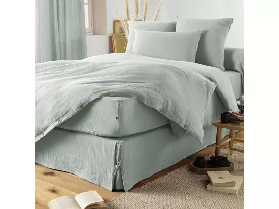 OUREA - Taie d'Oreiller 60x60cm Gaze de Coton Eucalyptus
