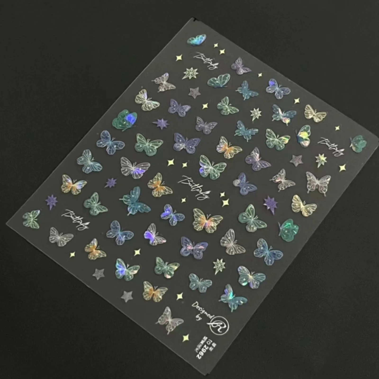 (82-tlg. Set) Nagel Sticker Nail Art Tattoo Selbstklebende Aufkleber Schmetterlinge - Bunt