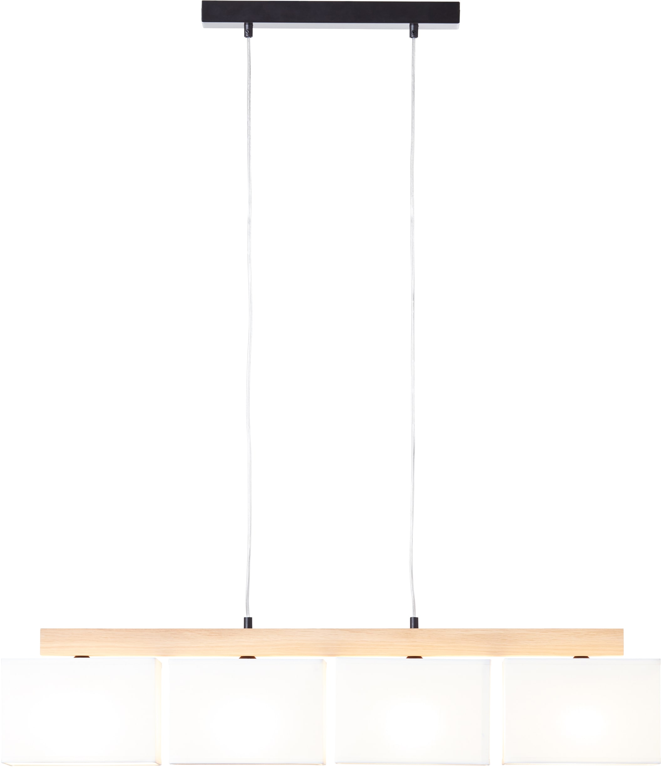 Brilliant Pendelleuchte »Rayan« E27 1 Stk. Stoffschirme, H 113 cm, B 95 cm, 4 x E27, eiche geölt/weiss
