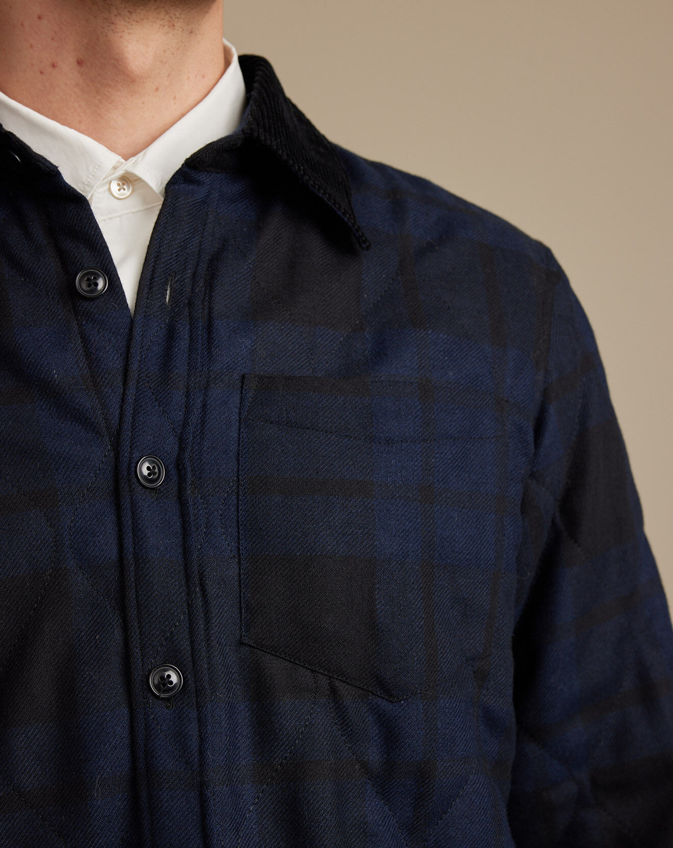 Bellerose Surchemise regular en Laine mélangée Freeman marine/noir