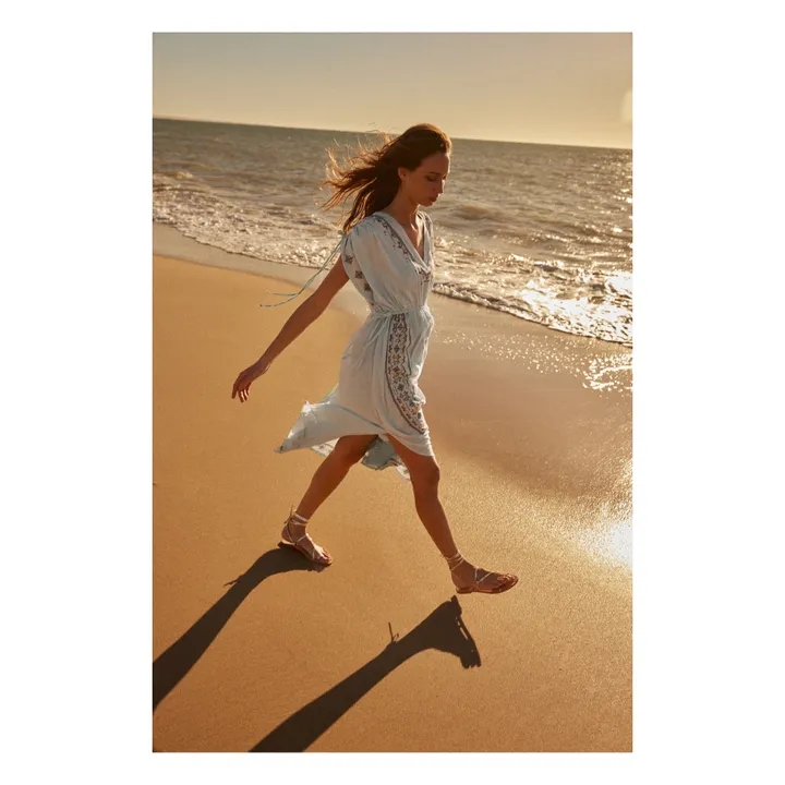 Alma Deia Robe Kaftan Brodée | Bleu