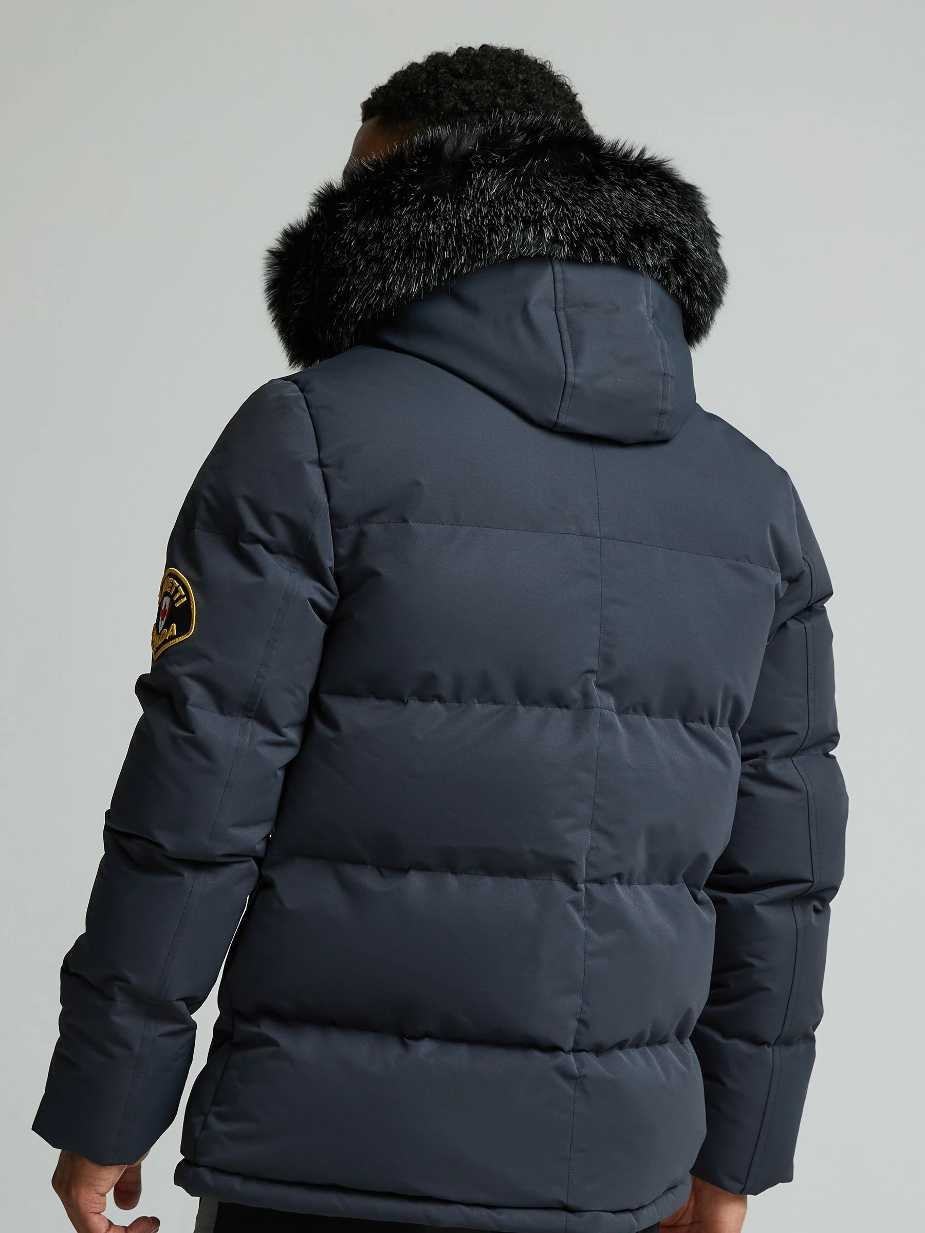 Asfaltgrijs - Zavetti Canada Oshawa 2.0 voor heren Puffer parka-jas met afneembare imitatiebontkraag