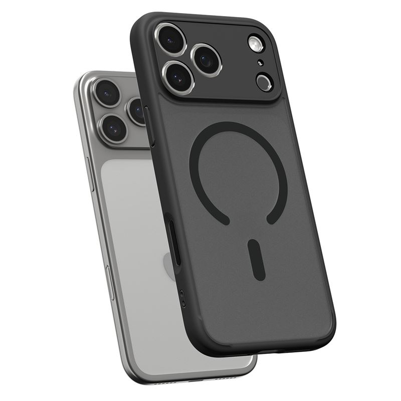 iPhone 17 Pro Ultra Hybrid MagSafe Hülle TPU Bumper Acryl Rückseite Air Cushion Fallschutz (ACS10349) - Frost Black