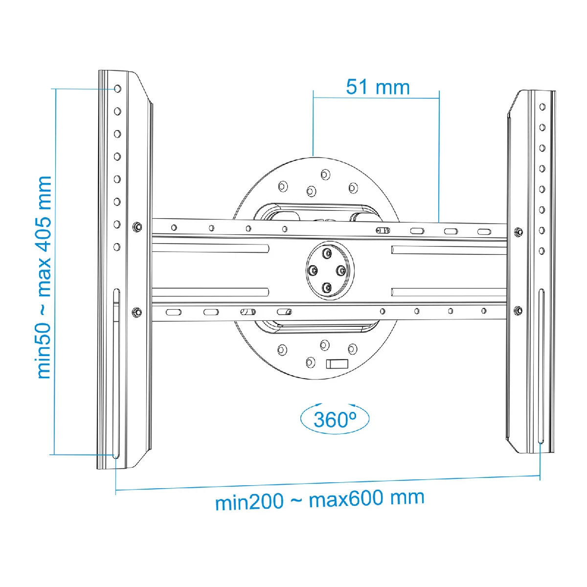 Bematik Support mural avec rotation à 360º pour écrans de 37 à 70 50 Kg VESA jusqu'à 600x400 mm