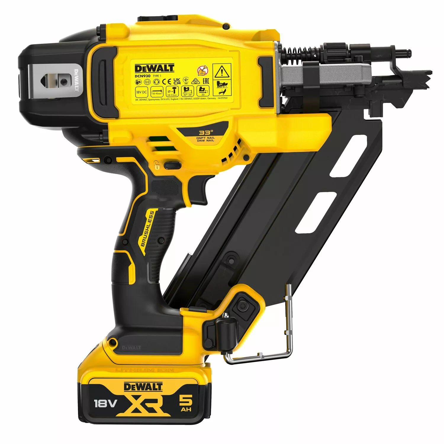 DeWALT DCN930P2 18V Li-ion accu constructie tacker set (2x 5.0Ah accu) in Tstak - 50-90mm - 2-Speed