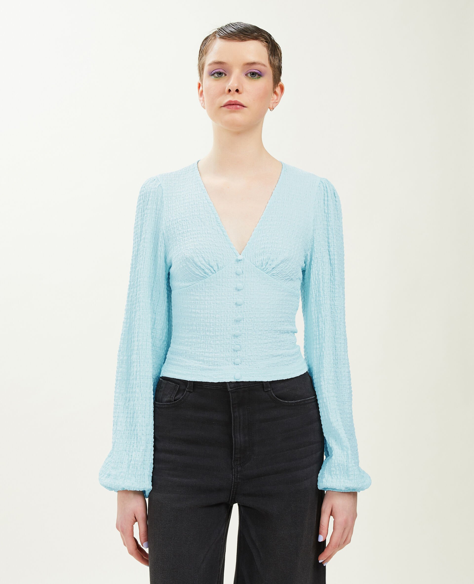 Top manches ballons - Bleu clair