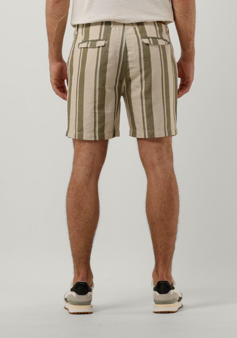 CAST IRON groene cast iron korte broek chino shorts linen stripe