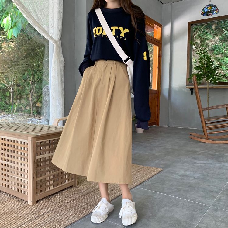 Yako - A-lijn midi-rok met hoge taille