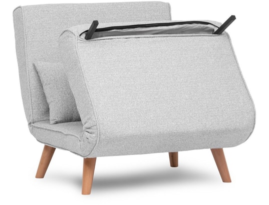 CONCEPT1 - Fauteuil convertible Daddy pliant simple tissu Teddy gris 80 x 80 x h79