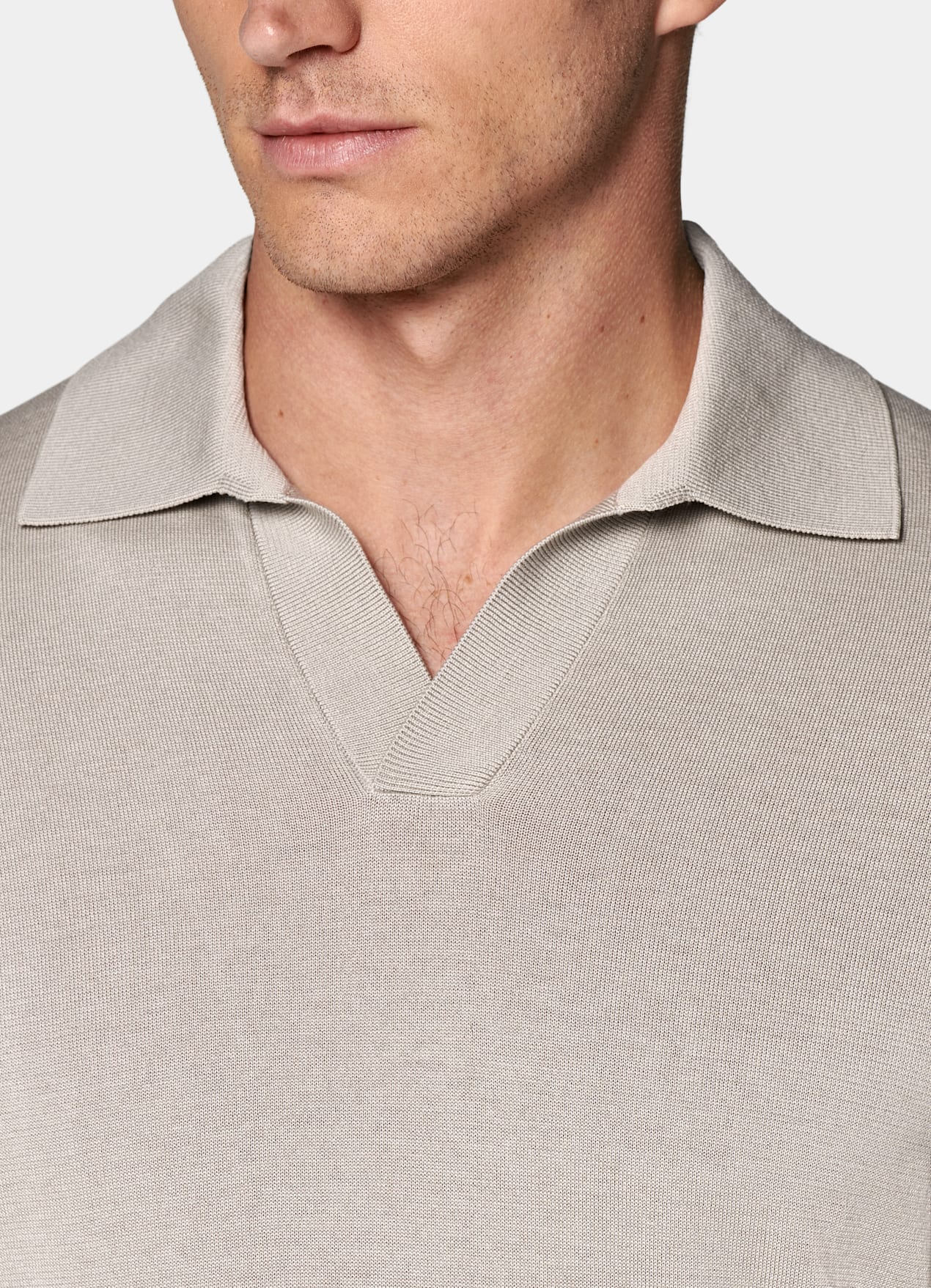 Polo sans boutons taupe clair