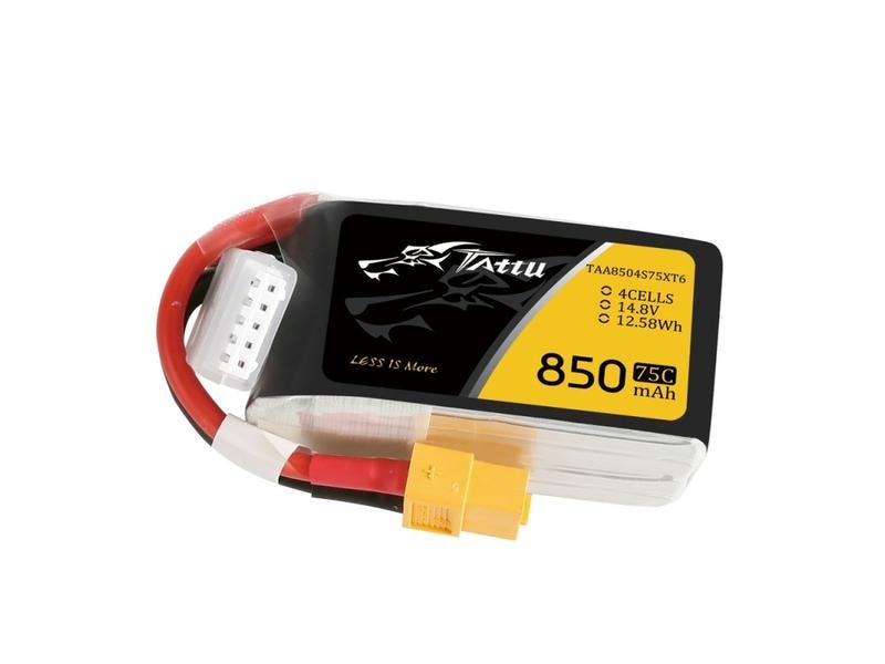 Tattu RC-Akku LiPo 850 mAh 14.8 V 75C 4S LiPo Akku für Multikopter mit XT60 Stecker