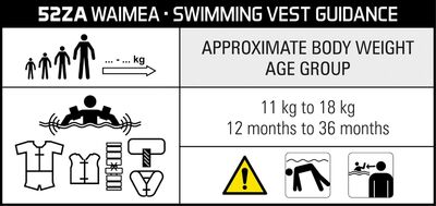 Waimea Svømmevest 1-3 År 11-18 Kg, Oransje