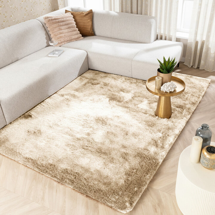 Hoogpolig vloerkleed - Glorious Champagne/Creme | Luxe