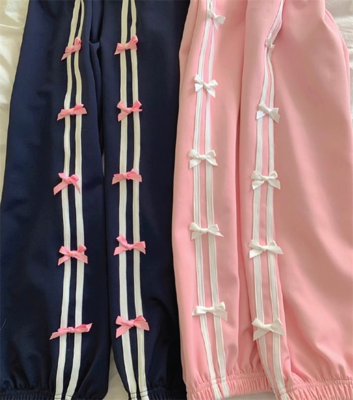 PINPI - Gestreepte baggy joggingbroek met trekkoord en strik