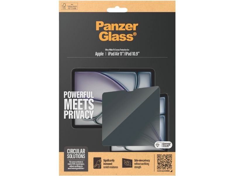 Panzerglass Tablet-Schutzfolie UWF 60% Recycled Privacy 10. Privacy Filter für Apple iPad Air (2024) und iPad 10th Gen. 10.9