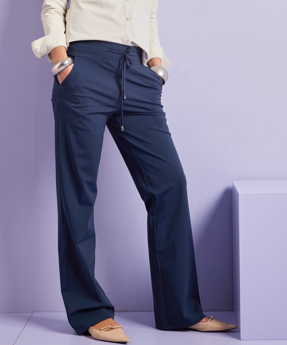 wide fit broek travelstof